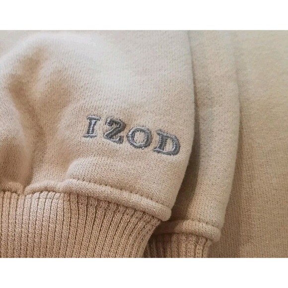 IZOD Men 1/4 Zip Premium Soft Tan / Beige Sweatshirt Size L XLNT - Picture 3 of 5